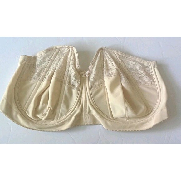 Goddess Lace Strapless Bra Underwire Size 40DD Beige Style #389 Vintage Boning - Picture 3 of 8